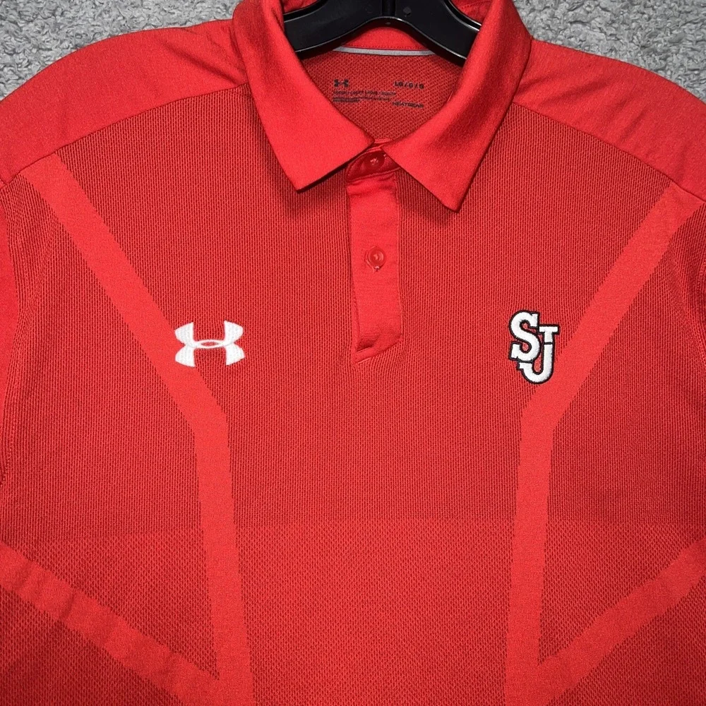 Under Armour St. John's University Shirt Mens Sz L Red Polo Red Storm 1870 Patch